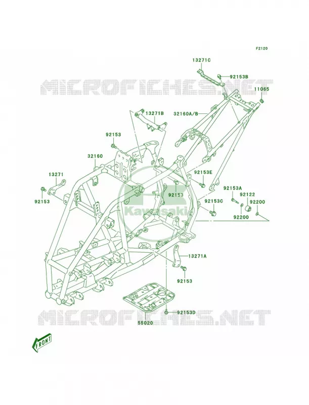 Frame Kawasaki QUAD 400 2006 KFX400  KSF400A6F