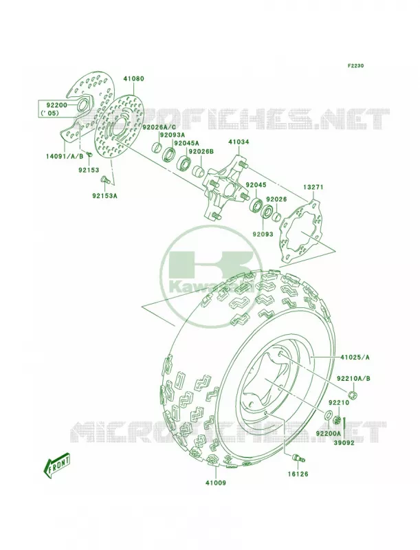 Front Hub Kawasaki QUAD 400 2005 KFX400  KSF400-A3