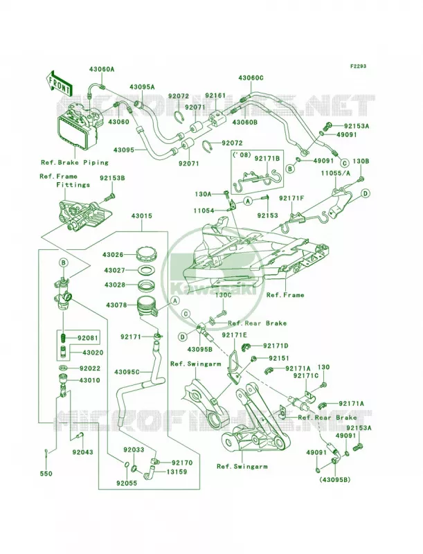 Rear Master Cylinder Kawasaki MOTOS 1400 2009 Concours 14 ABS  ZG1400A9F