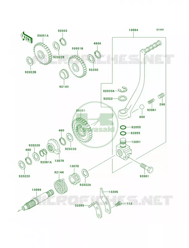 Kickstarter Mechanism Kawasaki QUAD 250 2004 KFX 250 Mojave  KSF250-A18