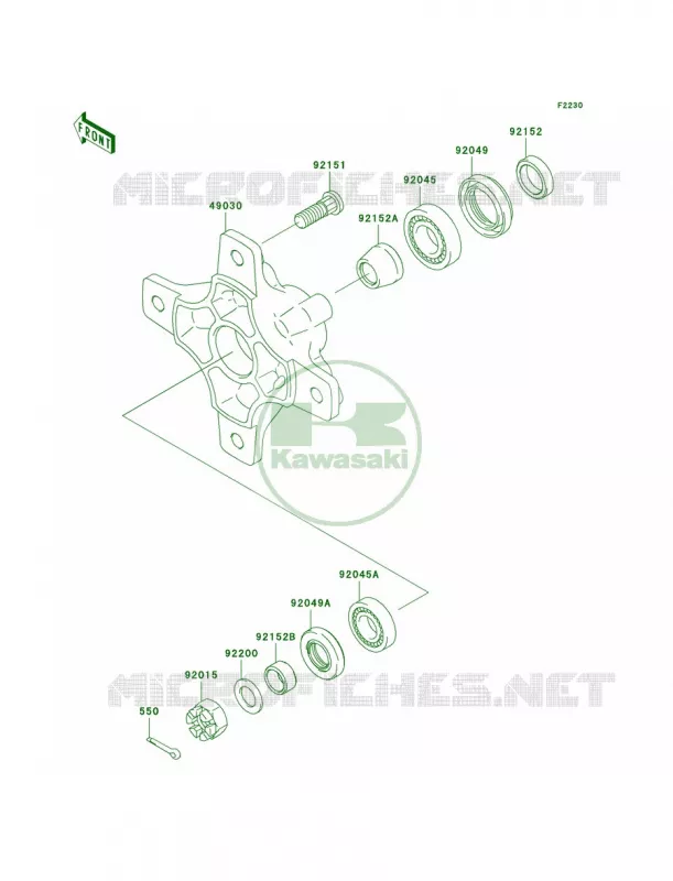 Front Hub Kawasaki QUAD 700 2004 KFX700 V Force  KSV700-B1