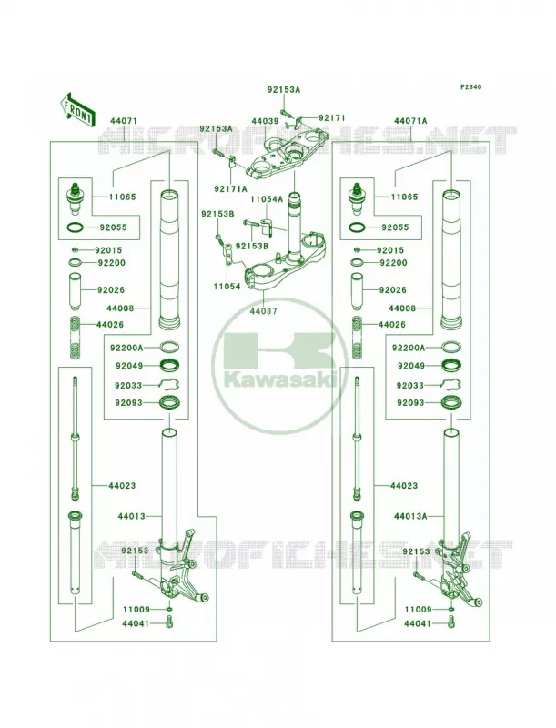 Front Fork-JKBZGNB1 9A011504 Kawasaki MOTOS 1400 2008 Concours 14  ZG1400B8F