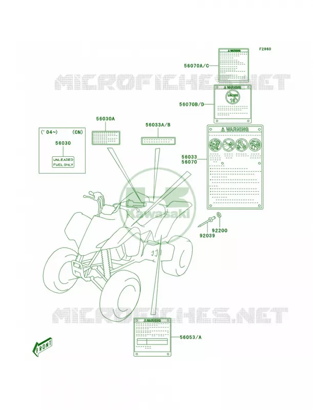 Labels Kawasaki QUAD 400 2003 KFX400  KSF400-A1