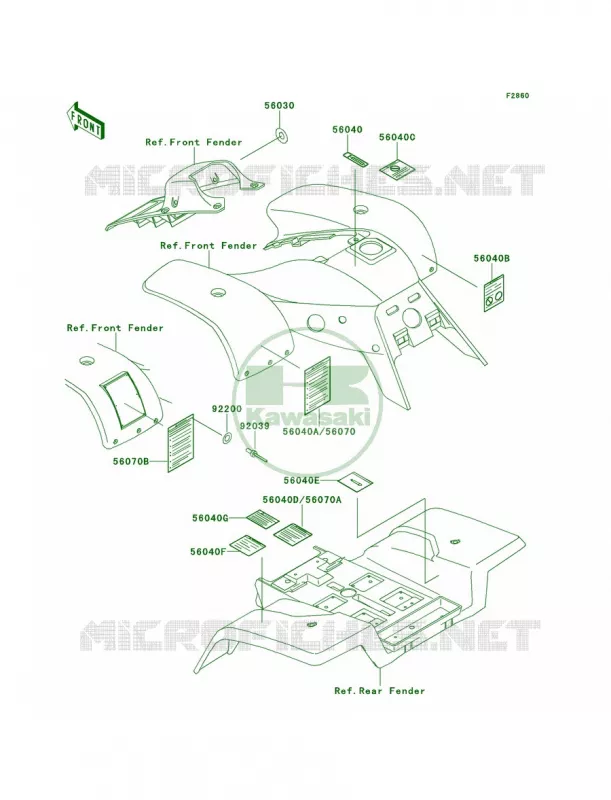 Labels Kawasaki QUAD 250 2000 Mojave 250  KSF250-A14