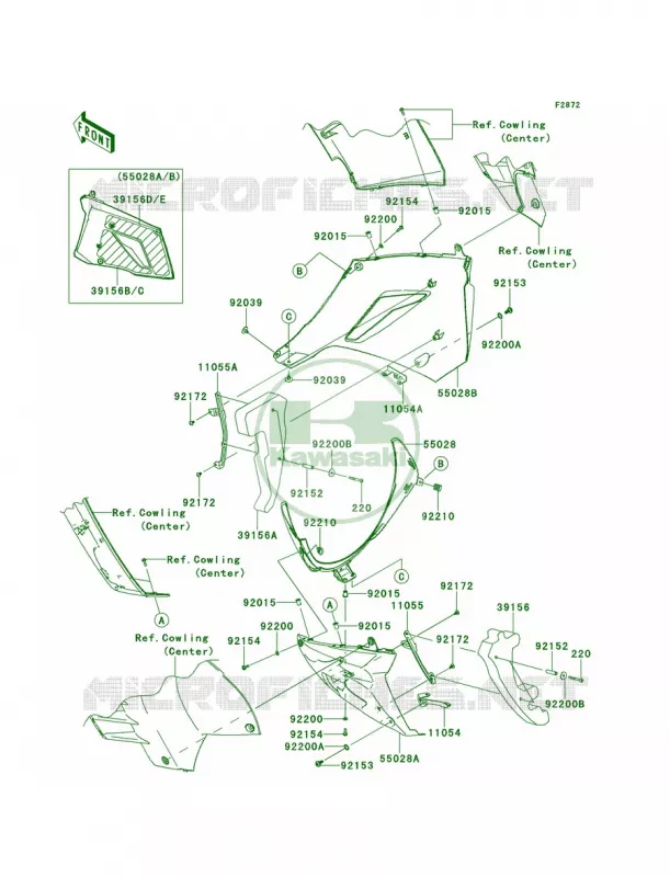 Cowling Lowers Kawasaki MOTOS 1400 2008 Concours 14 ABS  ZG1400A8F