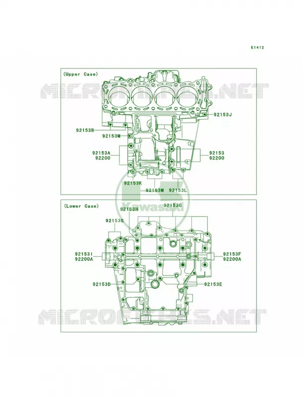 Crankcase Bolt Pattern Kawasaki MOTOS 1400 2008 Concours 14 ABS  ZG1400A8F