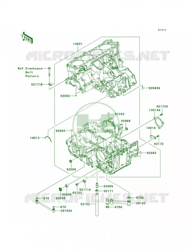 Crankcase Kawasaki MOTOS 1400 2008 Concours 14 ABS  ZG1400A8F