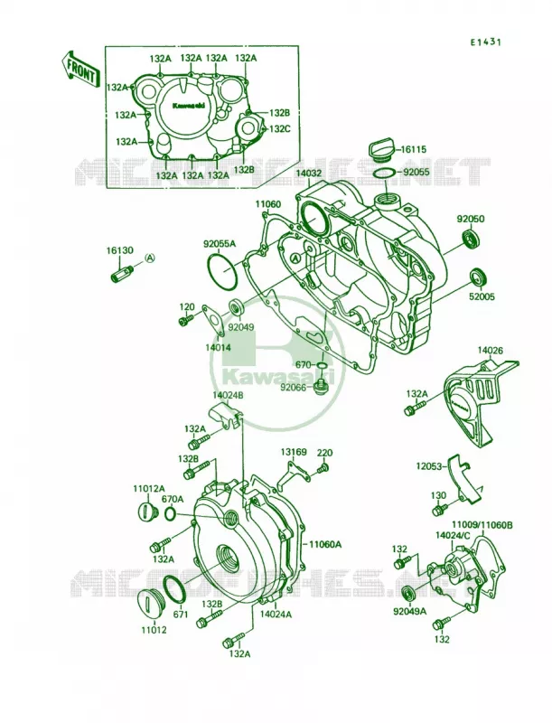 Engine Cover Kawasaki QUAD 250 1993 Mojave 250  KSF250-A7