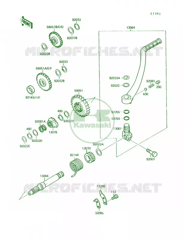 Kickstarter Mechanism Kawasaki QUAD 250 1992 Mojave 250  KSF250-A6