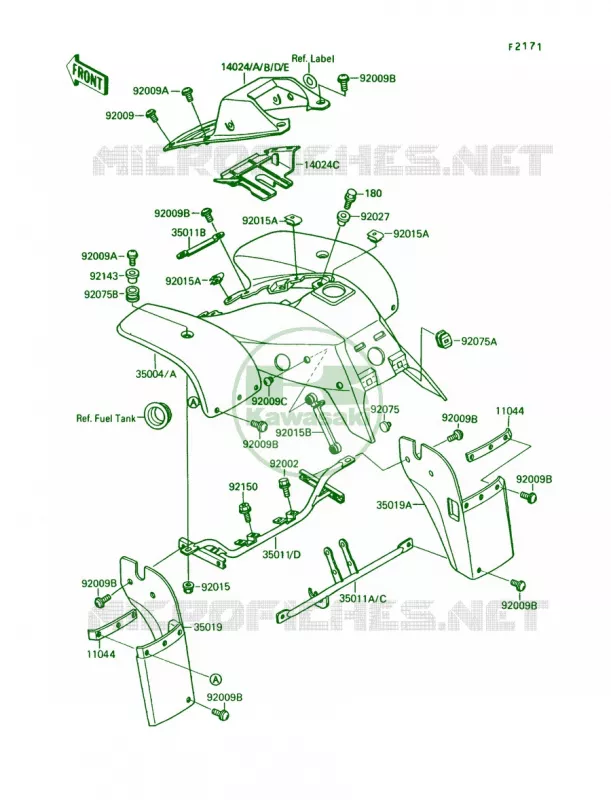 Front Fender Kawasaki QUAD 250 1991 Mojave 250  KSF250-A5
