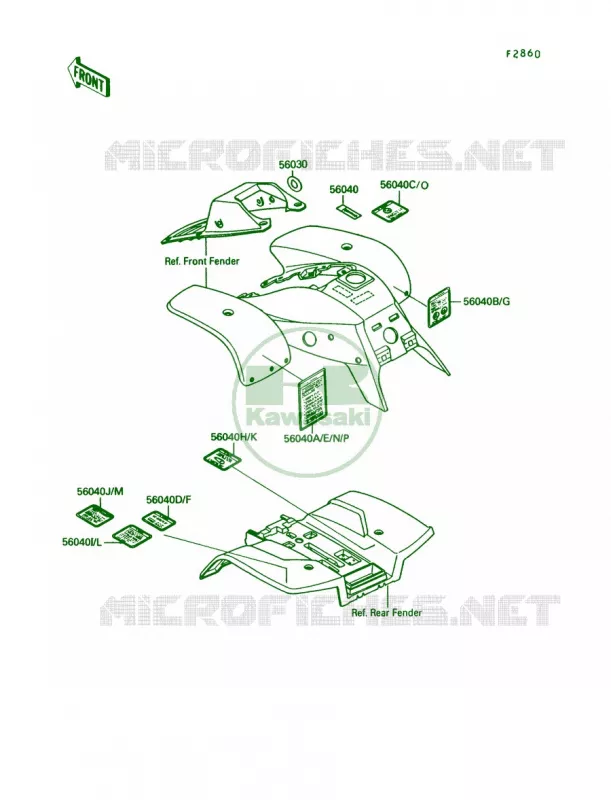 Label Kawasaki QUAD 250 1990 Mojave 250  KSF250-A4