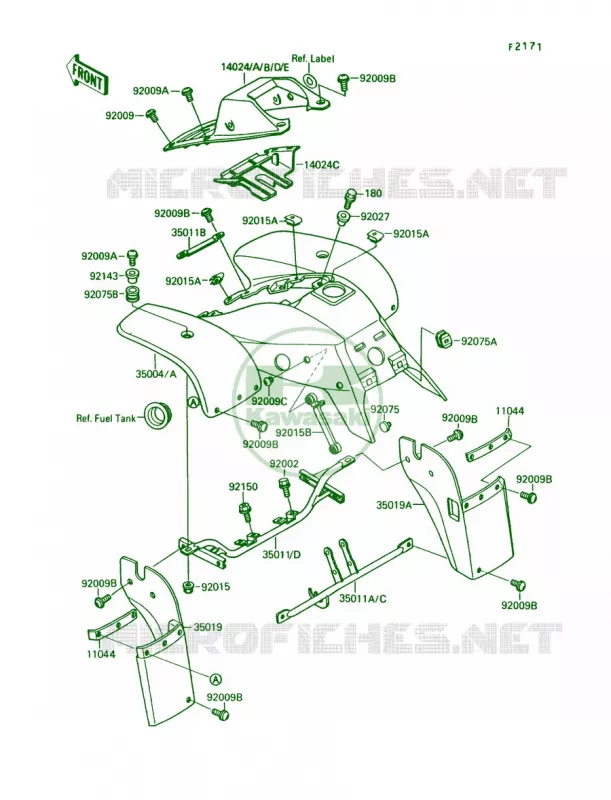 Front Fender Kawasaki QUAD 250 1989 Mojave 250  KSF250-A3