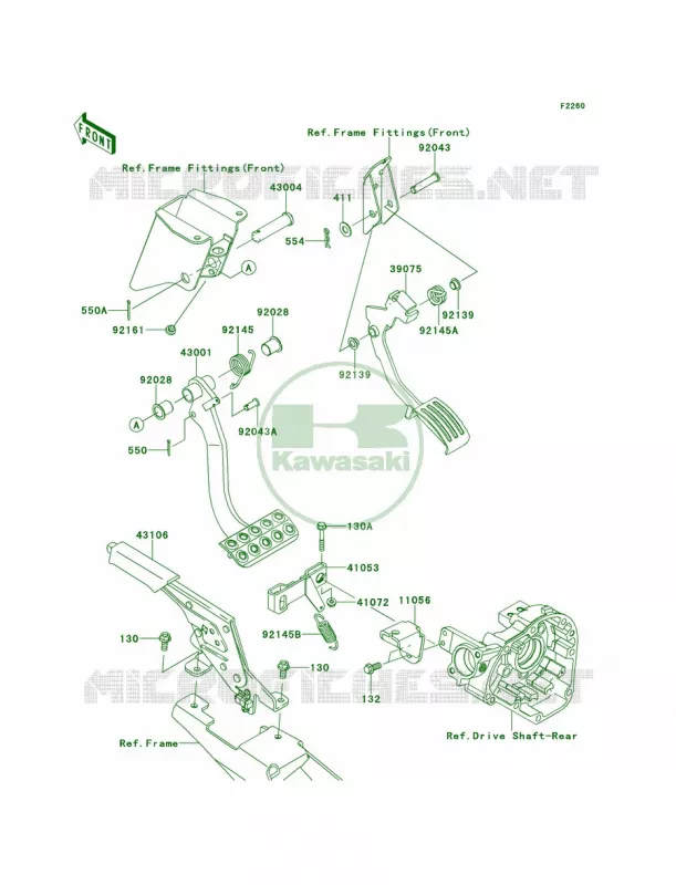 Brake PedalThrottle Lever Kawasaki MULE 800 2014 Teryx4  KRT800BEF