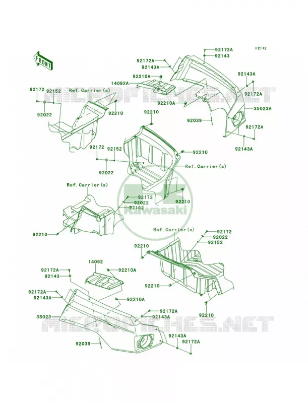 Rear Fenders Kawasaki MULE 800 2014 Teryx4 Camo  KRT800DEF