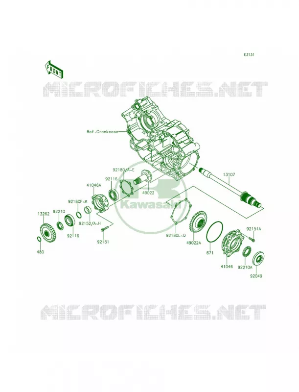 Front Bevel Gear Kawasaki MULE 800 2014 Teryx LE  KRF800CEF