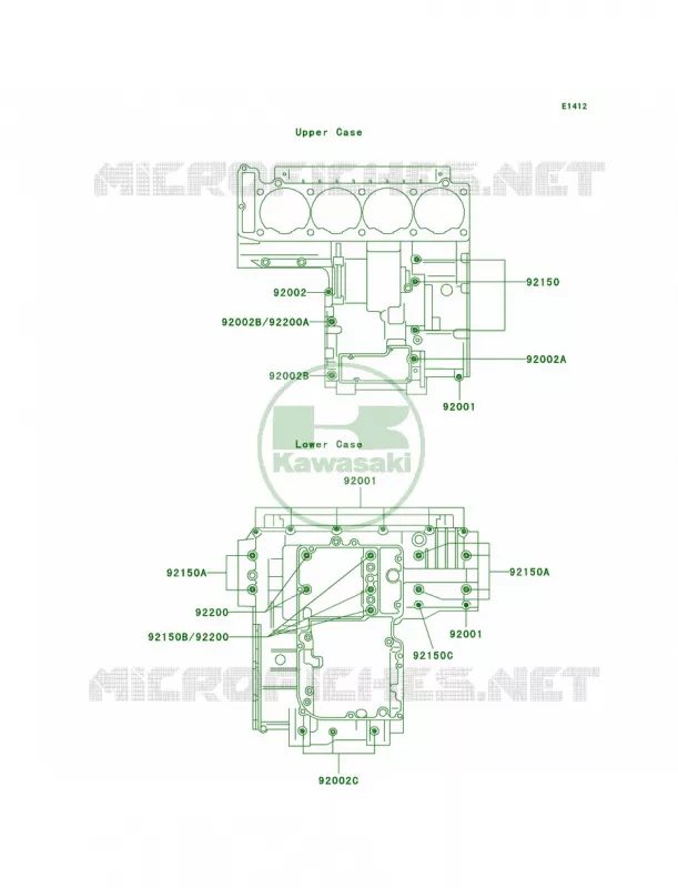 Crankcase Bolt Pattern Kawasaki MOTOS 1000 2004 Concours  ZG1000-A19