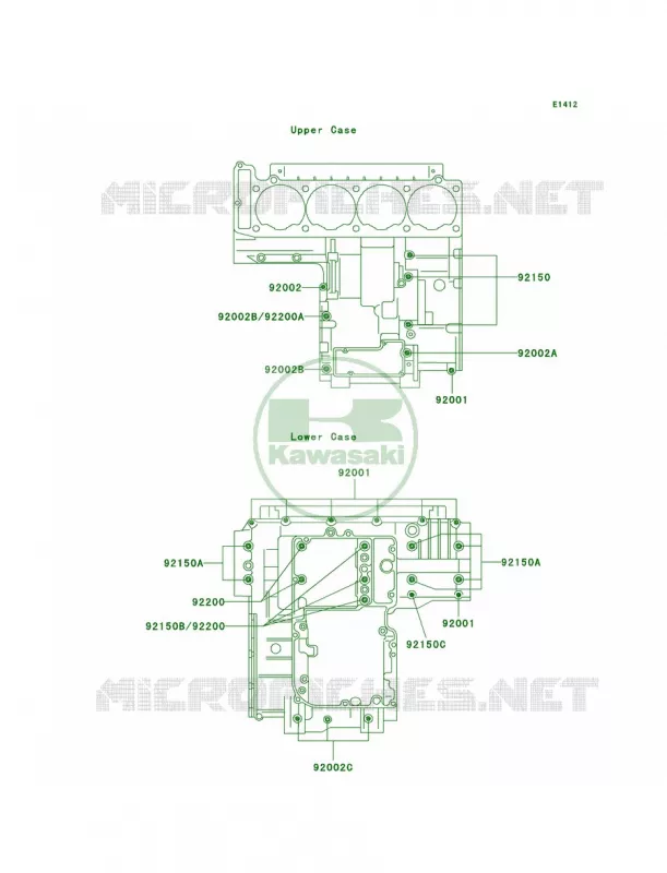 Crankcase Bolt Pattern Kawasaki MOTOS 1000 2003 Concours  ZG1000-A18