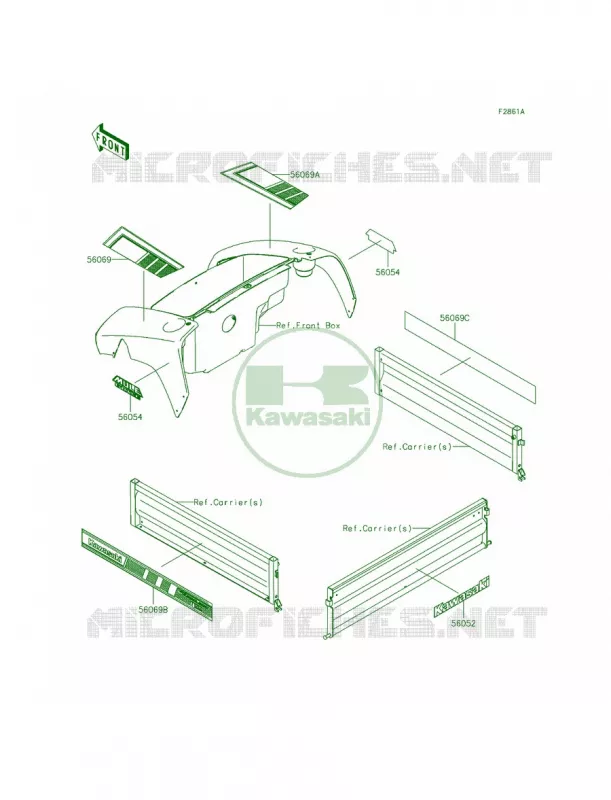 DecalsWhiteFFF Kawasaki MULE 400 2015 MULE 610 4x4 XC SE  KAF400FFF