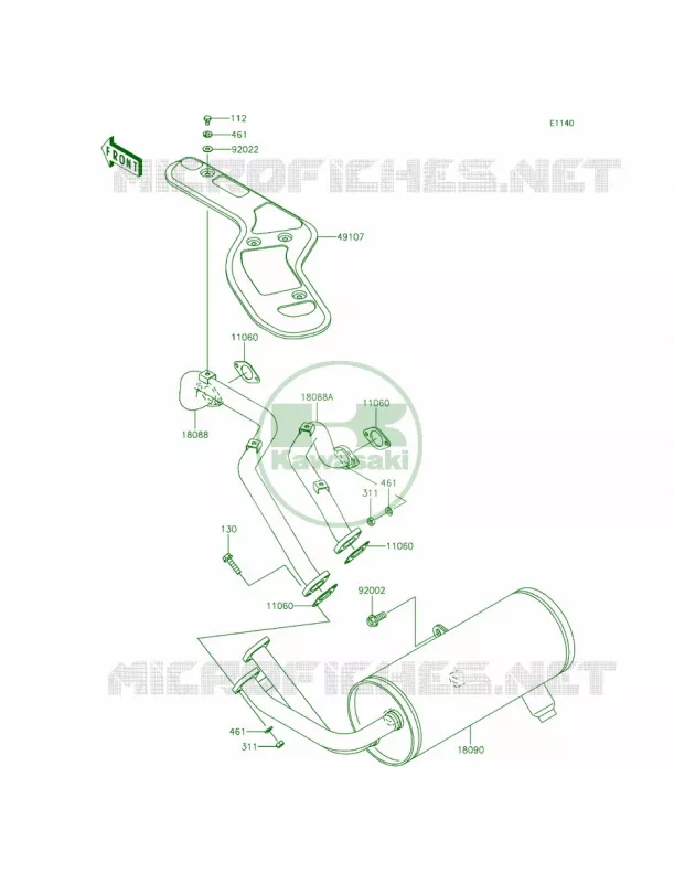 Mufflers Kawasaki MULE 620 2014 Mule 4010 Trans4x4 Camo  KAF620SEF