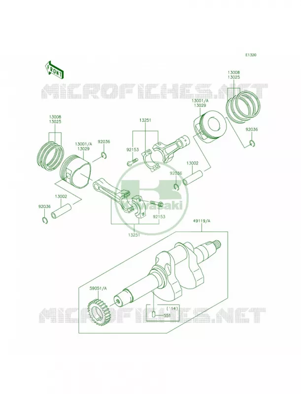 CrankshaftPistons Kawasaki MULE 620 2014 Mule 4010 4x4  KAF620MEF