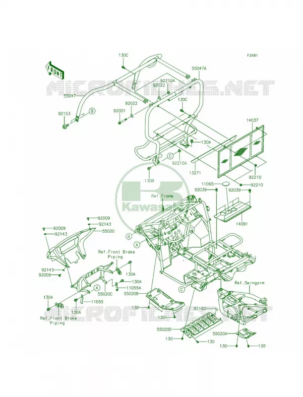 GuardsCab Frame Kawasaki MULE 400 2014 Mule 610 4x4 XC SE  KAF400FEF