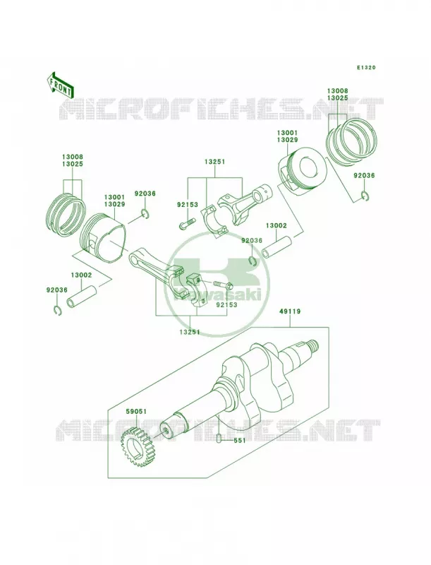 CrankshaftPistons Kawasaki MULE 620 2012 Mule 4010 Trans4x4  KAF620RCFA