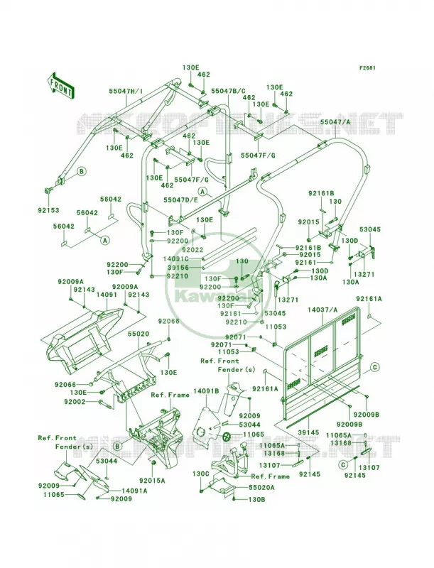 GuardsCab FrameRCFRCFA Kawasaki MULE 620 2012 Mule 4010 Trans4x4  KAF620RCFA