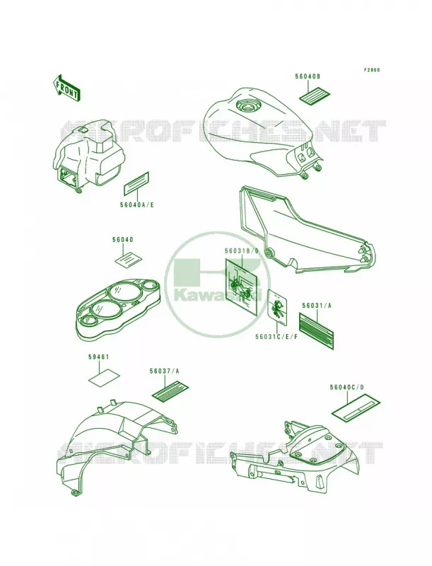 Labels Kawasaki MOTOS 1000 1999 Concours  ZG1000-A14