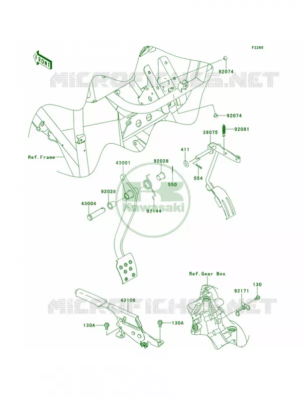 Brake PedalThrottle Lever Kawasaki MULE 400 2012 Mule 610 4x4  KAF400ACF