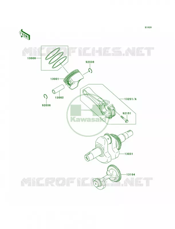 CrankshaftPistons Kawasaki MULE 400 2012 Mule 600  KAF400BCF
