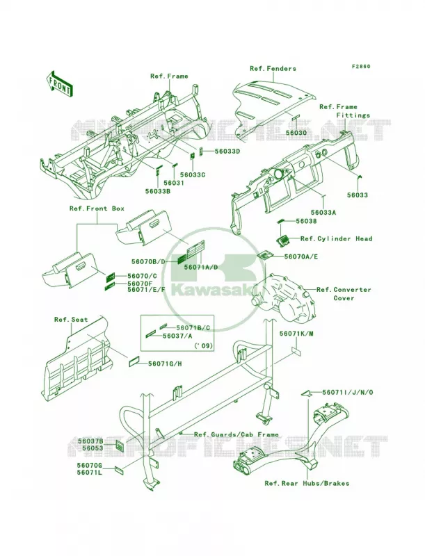 Labels Kawasaki MULE 620 2011 Mule 4010 4x4  KAF620MBF