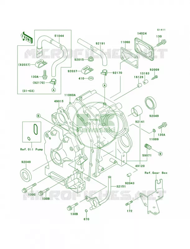 Crankcase Kawasaki MULE 620 2007 MULE 2500  KAF620-C4