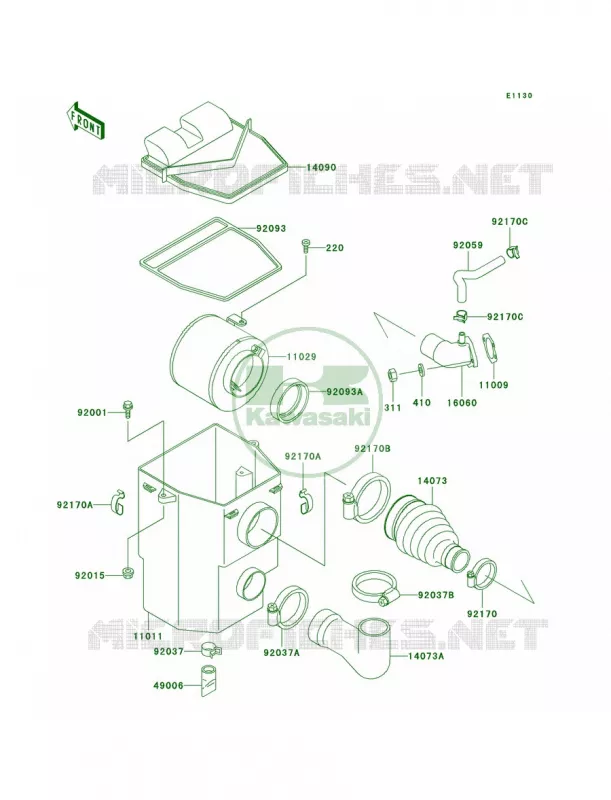 Air Cleaner Kawasaki MULE 300 2007 MULE 550  KAF300-C2