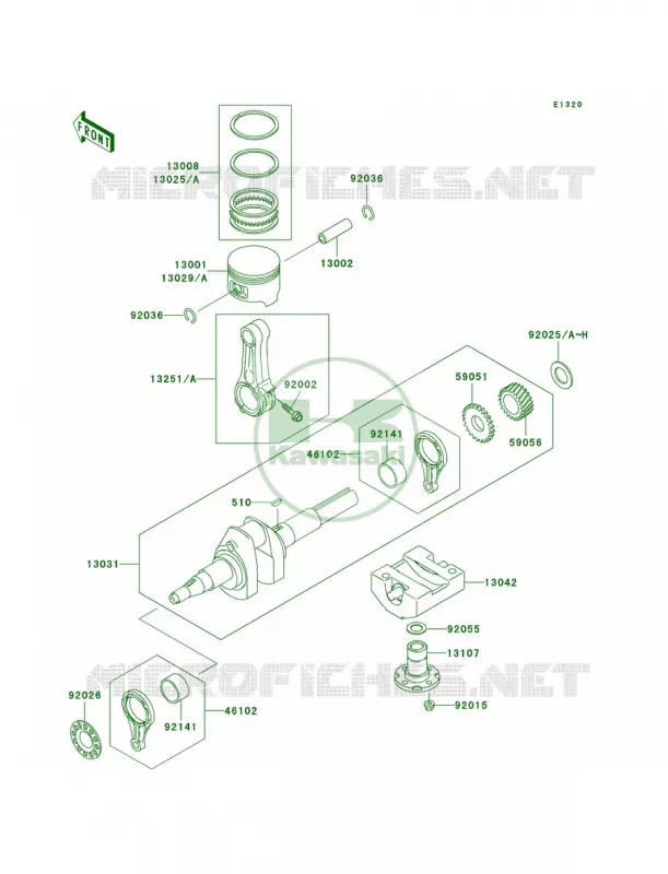 CrankshaftPistons Kawasaki MULE 300 2007 MULE 550  KAF300-C2