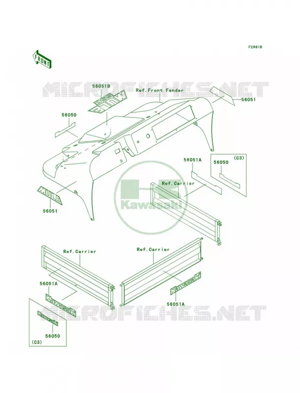 DecalsRedKAF300-C3C4C5 Kawasaki MULE 300 2007 MULE 550  KAF300-C4