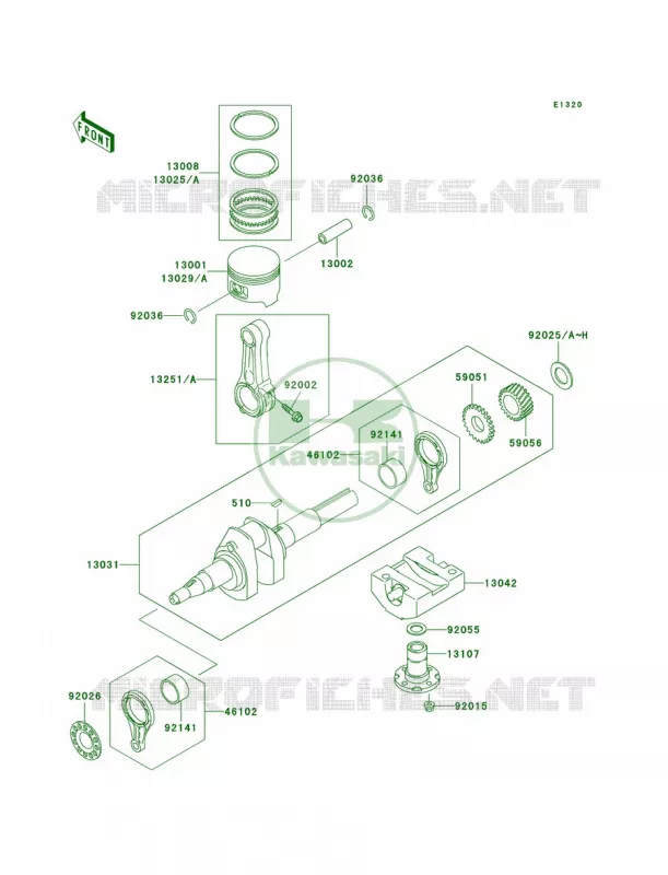 CrankshaftPistons Kawasaki MULE 300 2007 MULE 520  KAF300-D2