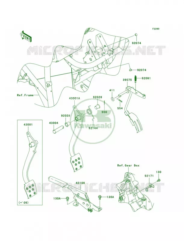 Brake PedalThrottle Lever Kawasaki MULE 400 2010 MULE 610 4X4  KAF400AAF