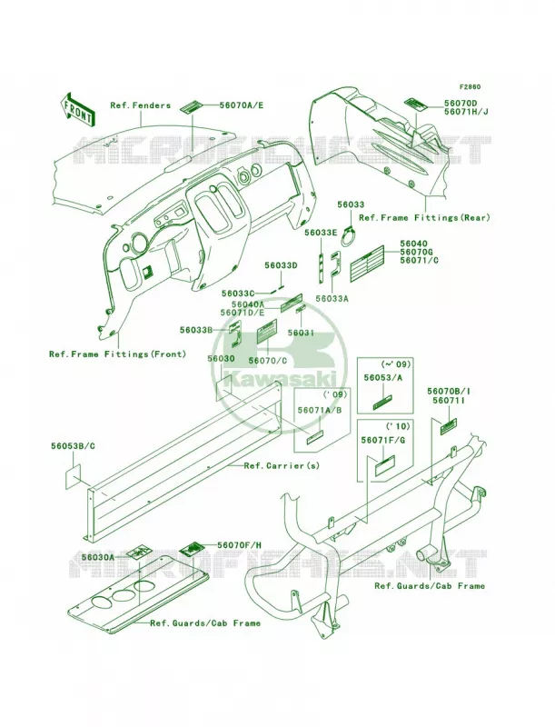 Labels Kawasaki MULE 400 2010 MULE 610 4X4  KAF400AAF