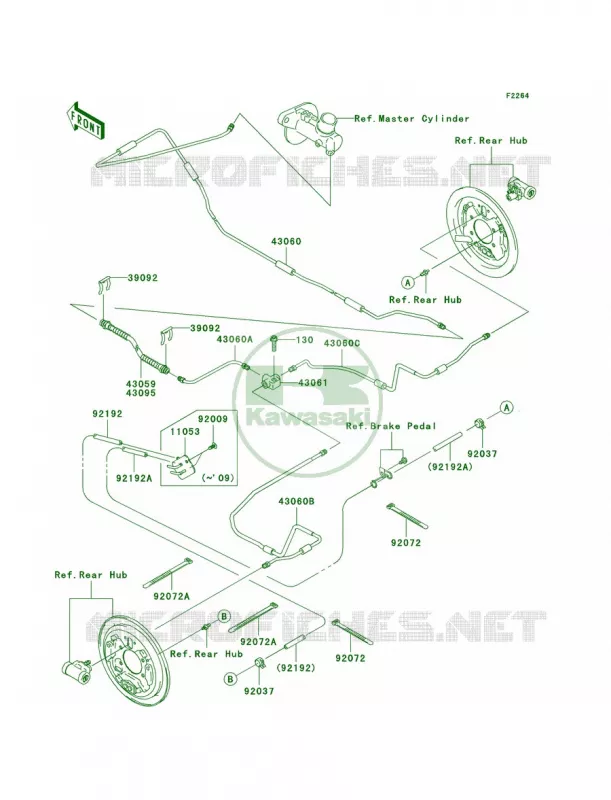 Rear Brake Piping Kawasaki MULE 400 2010 MULE 610 4X4  KAF400AAF