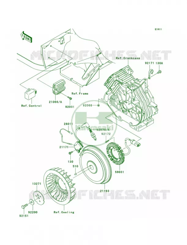 GeneratorIgnition Coil Kawasaki MULE 400 2008 MULE 610 4X4 HARDWOODS GREEN HD  KAF400C8F