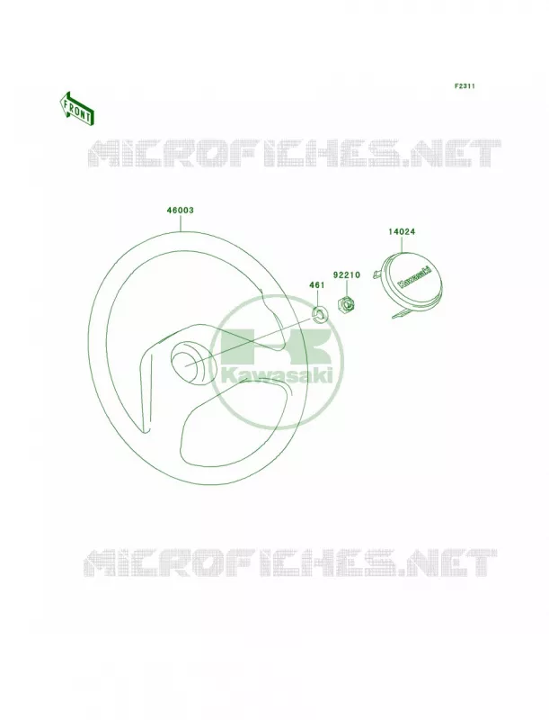 Steering Wheel Kawasaki MULE 400 2008 MULE 610 4X4 HARDWOODS GREEN HD  KAF400C8F