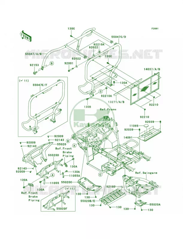 GuardsCab Frame Kawasaki MULE 400 2010 MULE 610 4X4 XC  KAF400DAF