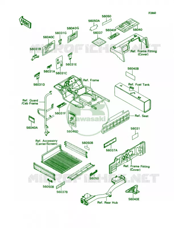 Label Kawasaki MULE 540 2007 MULE 2010  KAF540-C1