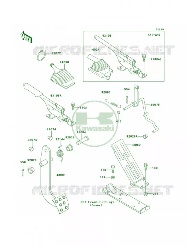 Brake PedalThrottle Lever Kawasaki MULE 620 2007 MULE 2510 4X4  KAF620-A2