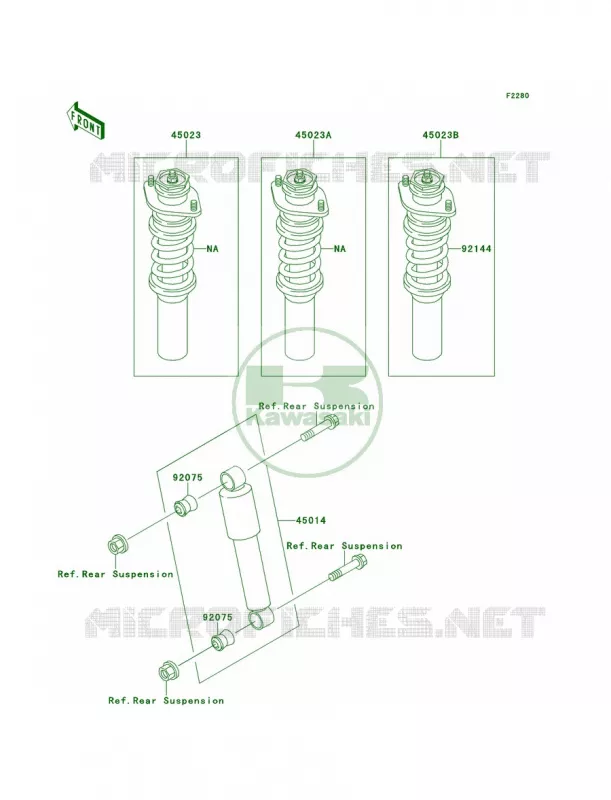 Shock Absorbers Kawasaki MULE 620 2007 MULE 2510 4X4  KAF620-A3