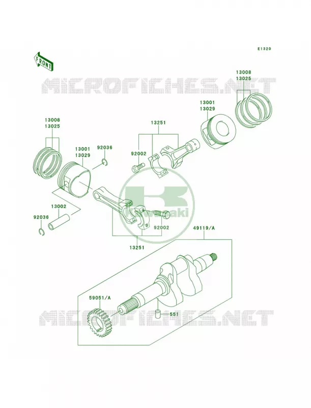 CrankshaftPistons Kawasaki MULE 620 2007 MULE 2510 4X4  KAF620-A4