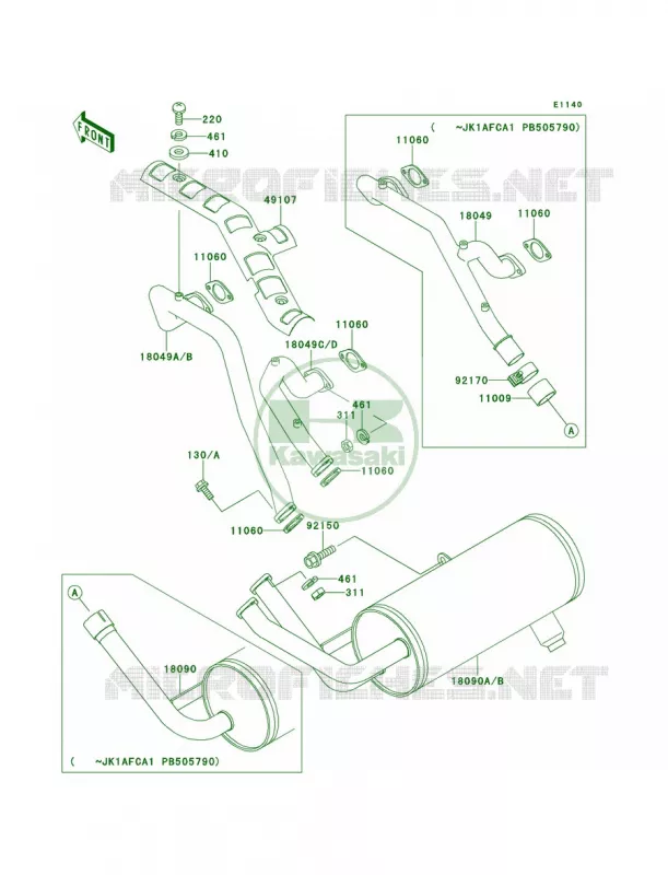 Mufflers Kawasaki MULE 620 2007 MULE 2510 4X4  KAF620-A5