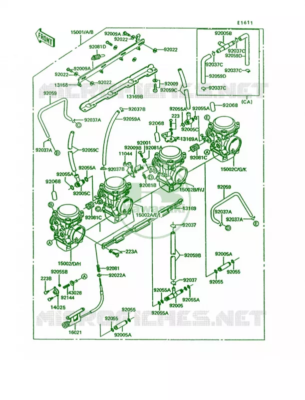 Carburetor Kawasaki MOTOS 1000 1993 Concours  ZG1000-A8