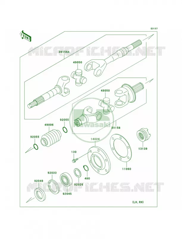 Drive Shaft-Rear Kawasaki MULE 620 2007 MULE 3020 TURF  KAF620-F3