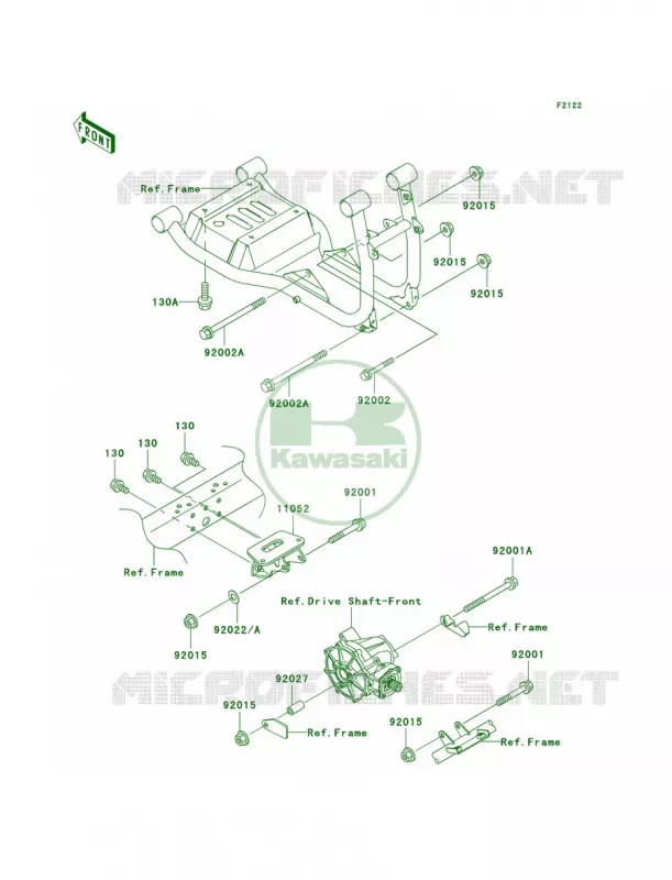 Engine Mount Kawasaki MULE 620 2007 MULE 3010 4X4 HARDWOODS GREEN HD  KAF620-H2